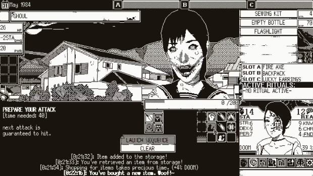 World of Horror, Junji Ito inspired game, screenshot of ghoul fight