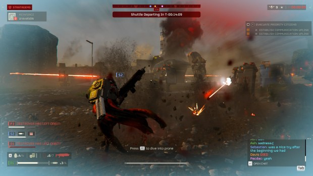 Helldivers 2 screenshot of an intense escape