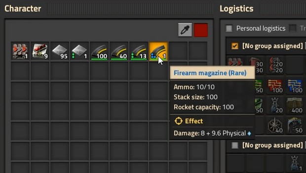 Factorio: Space Age screenshot of the quality mechanic in ammo production