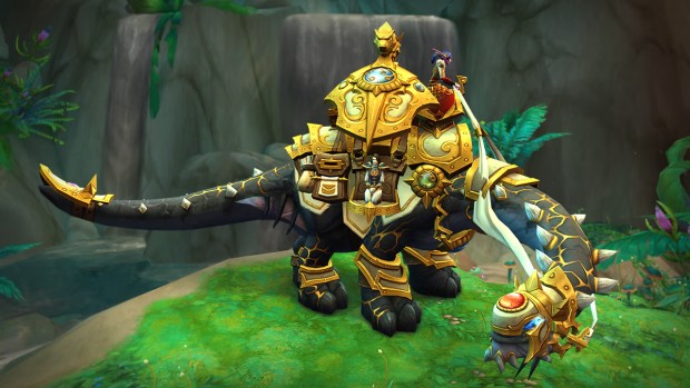 World of Warcraft - The Trader's Gilded Brutosaur $90 mount screenshot of it sideway