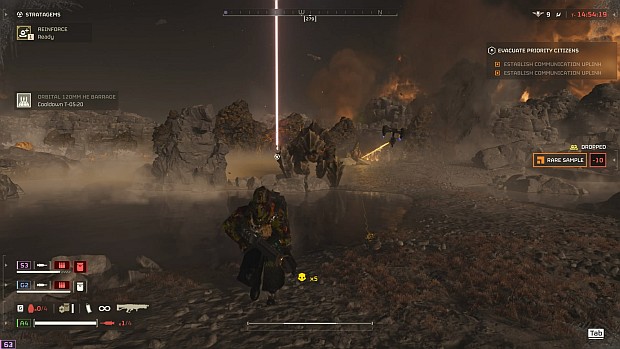 Helldivers 2 screenshot of the player 'bravely' running away from bugs